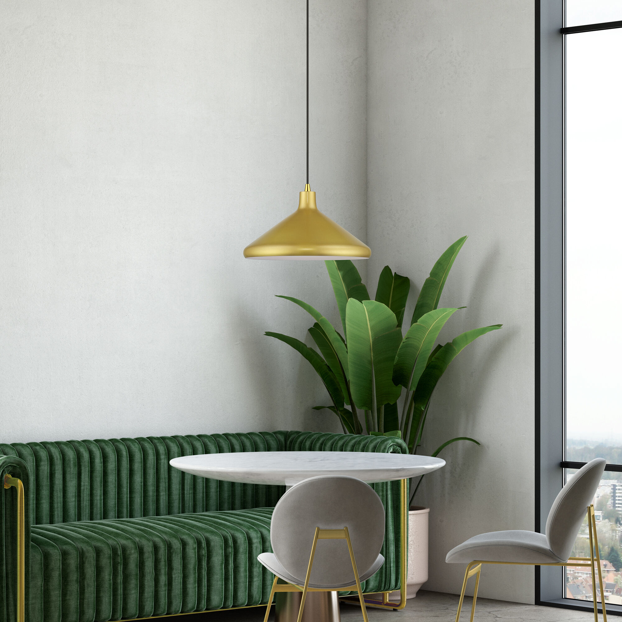 Geneva 1 Light 15.25 inch Soft Gold with Polished Brass Accents Pendant Ceiling Light