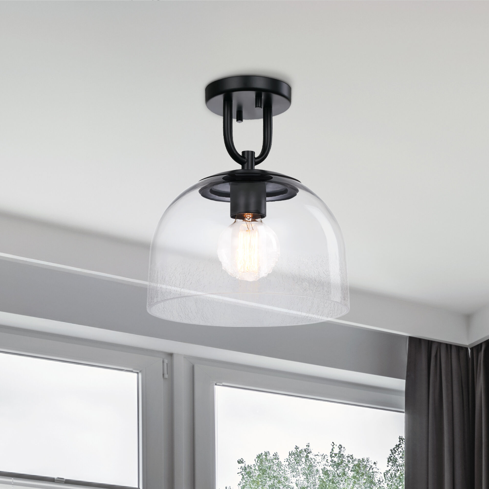 Astra LED 11.75 inch Matte Black Semi-Flush Mount Ceiling Light