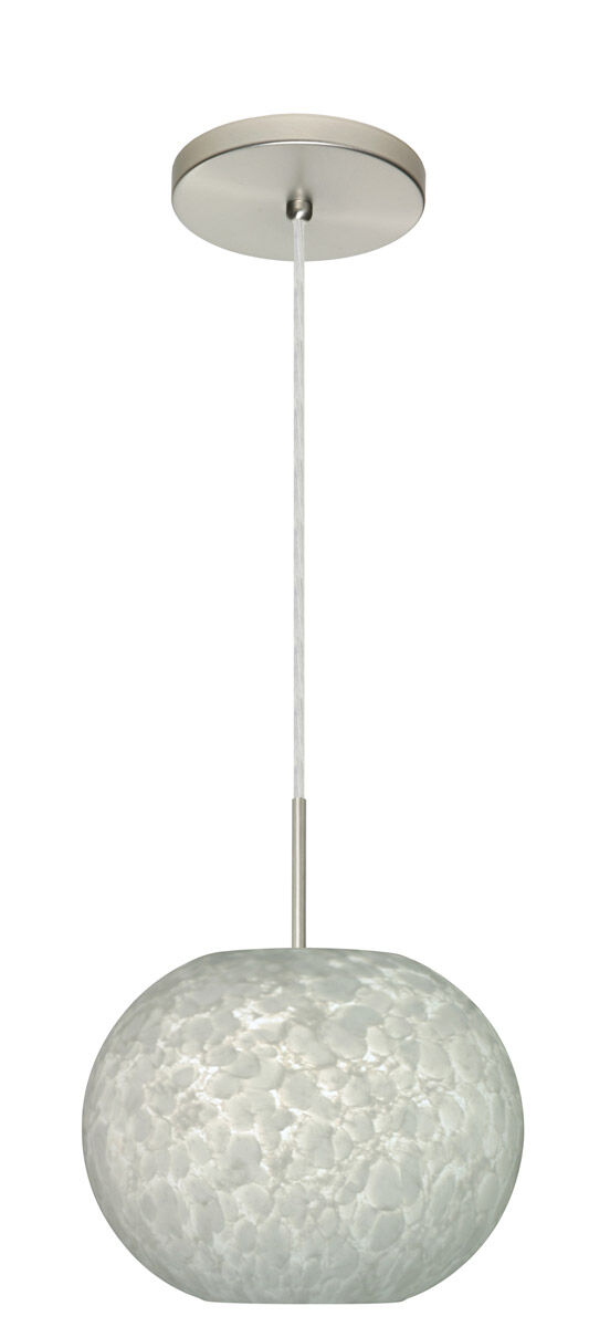 Luna 1 Light Satin Nickel Pendant Ceiling Light in Carrera Glass, Incandescent