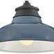 Wallace Outdoor Barn Light in Museum Black with Denim Blue, Gooseneck