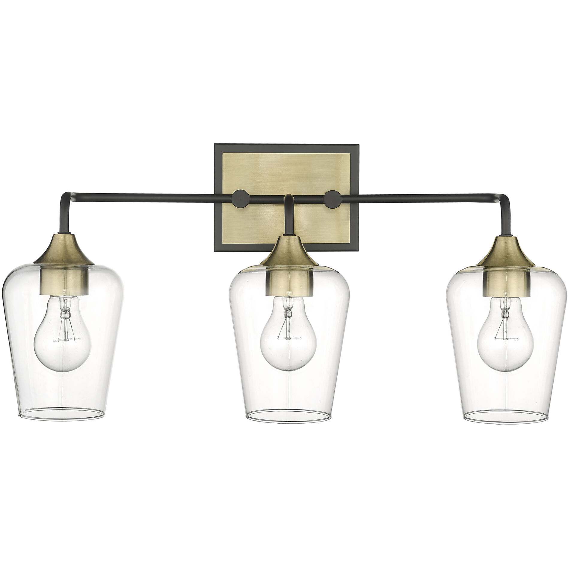 Gladys 3 Light 23 inch Matte Black and Antique Brass Vanity Light Wall Light