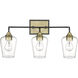 Gladys 3 Light 23 inch Matte Black and Antique Brass Vanity Light Wall Light