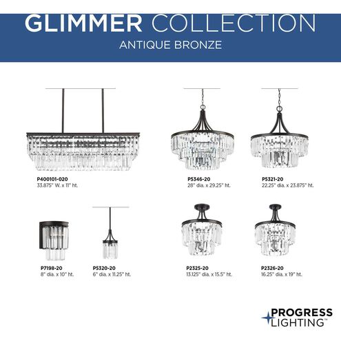 Glimmer 1 Light 6 inch Antique Bronze Mini-Pendant Ceiling Light, Design Series