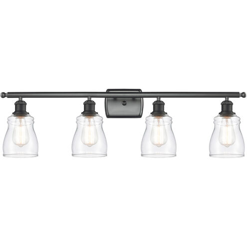 Ballston Ellery 4 Light 36 inch Matte Black Bath Vanity Light Wall Light in Clear Glass, Ballston