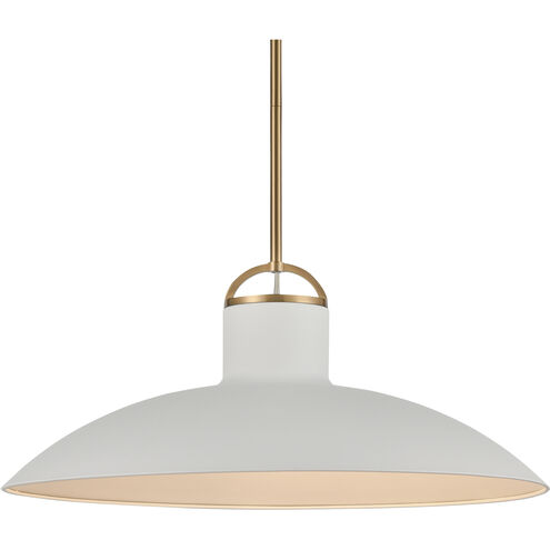 Surf 1 Light 20 inch Textured White with Satin Brass Pendant Ceiling Light