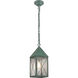 Ashford 1 Light 5.5 inch Verde Green Outdoor Pendant in Seedy Glass, X Wire Pattern, Brass Traditions by Innovations Lighting