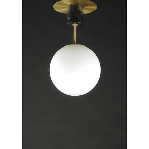 Vesper 1 Light 10 inch Satin Brass/Black Semi-Flush Mount Ceiling Light