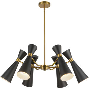 Alora Mood Blake 6 Light 32 inch Matte Black Chandelier Ceiling Light in Matte Black and Aged Gold