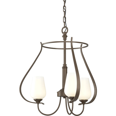 Flora 3 Light 19.4 inch Bronze Chandelier Ceiling Light in Opal