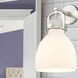 Downtown Urban Newton Bell Armed Sconce Wall Light in Satin Nickel, Matte White