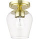 Willow 1 Light 6 inch Satin Brass Flush Mount Ceiling Light