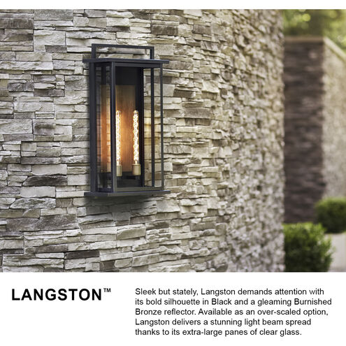 Langston LED 28 inch Black with Burnished Bronze Outdoor Wall Mount Lantern