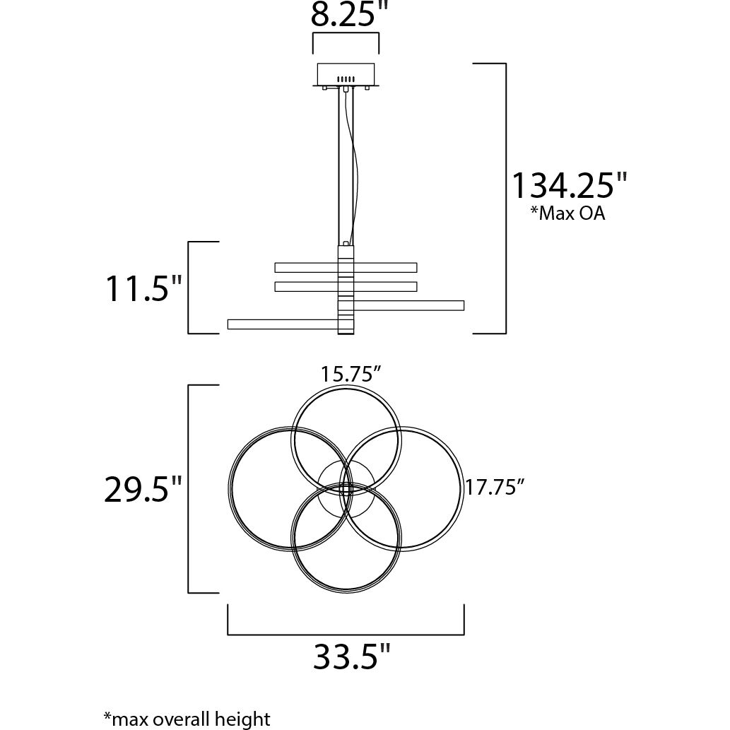 Hoopla LED 29.5 inch White and Gold Single Pendant Ceiling Light in White/Gold