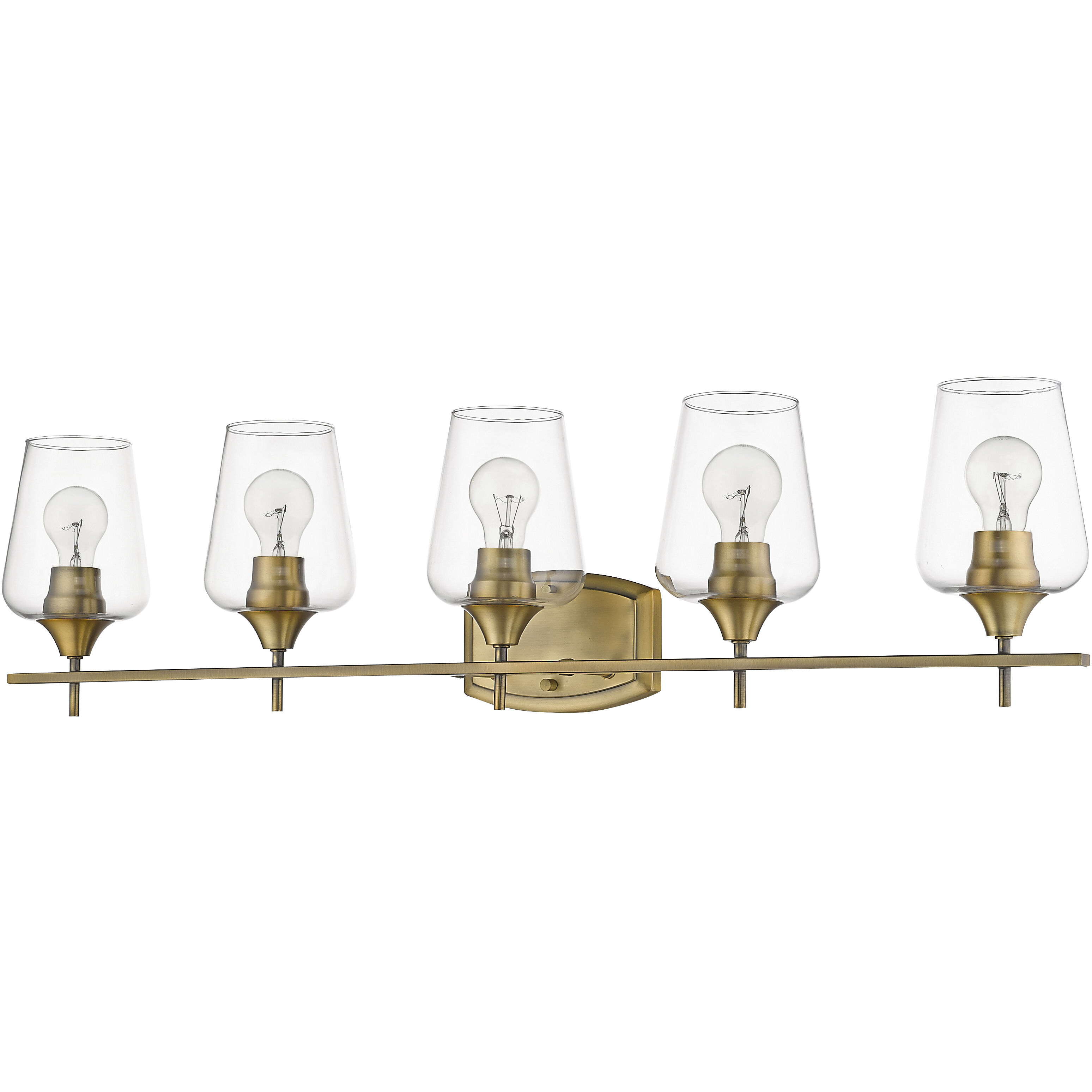 Joliet 5 Light 38 inch Olde Brass Vanity Wall Light