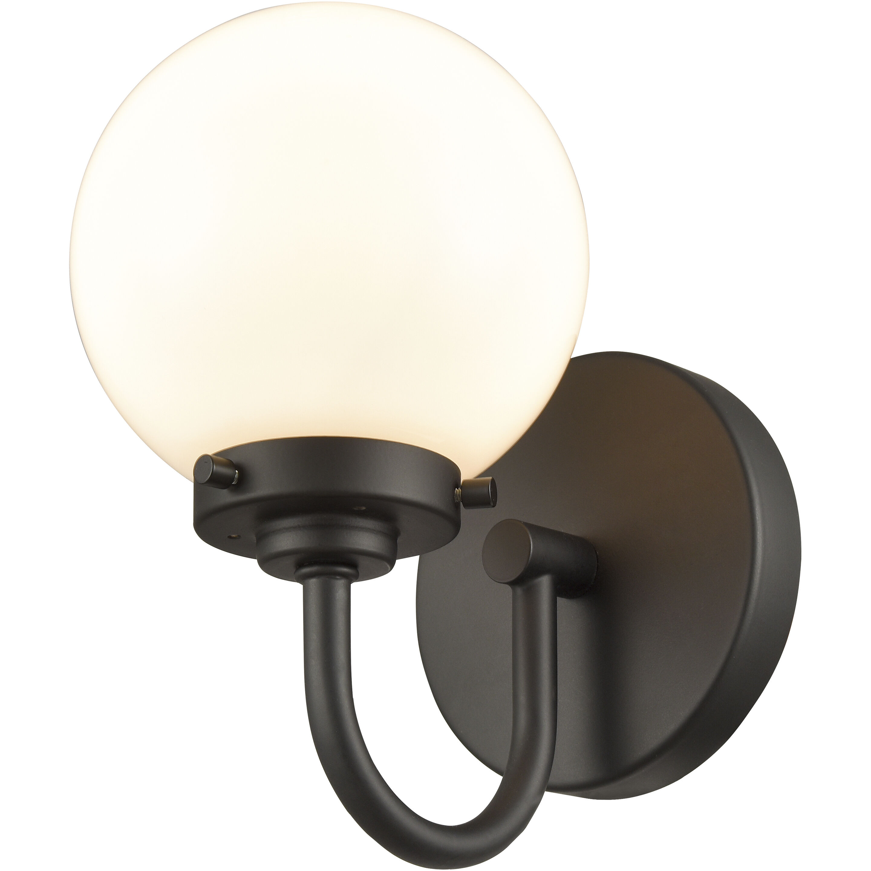 Fairbanks Sconce Wall Light in Matte Black, Opal Glass