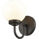 Fairbanks Sconce Wall Light in Matte Black, Opal Glass