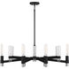 Windamere 6 Light 36 inch Textured Black with Polished Nickel Accents Linear Chandelier Ceiling Light, Lighting One (Open)