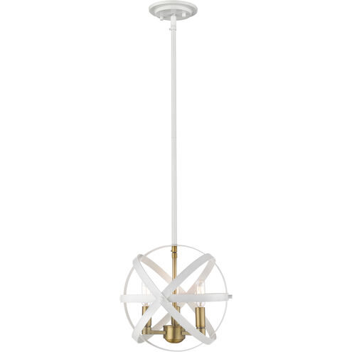 Cavallo 3 Light 12 inch Hammered White and Olde Brass Pendant Ceiling Light