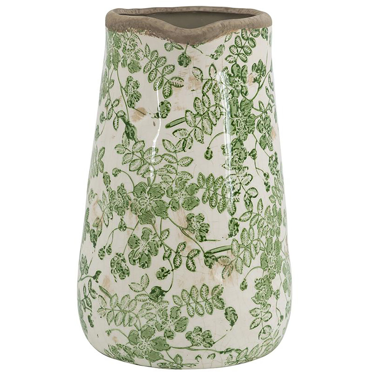 Flower Green and White Pitcher