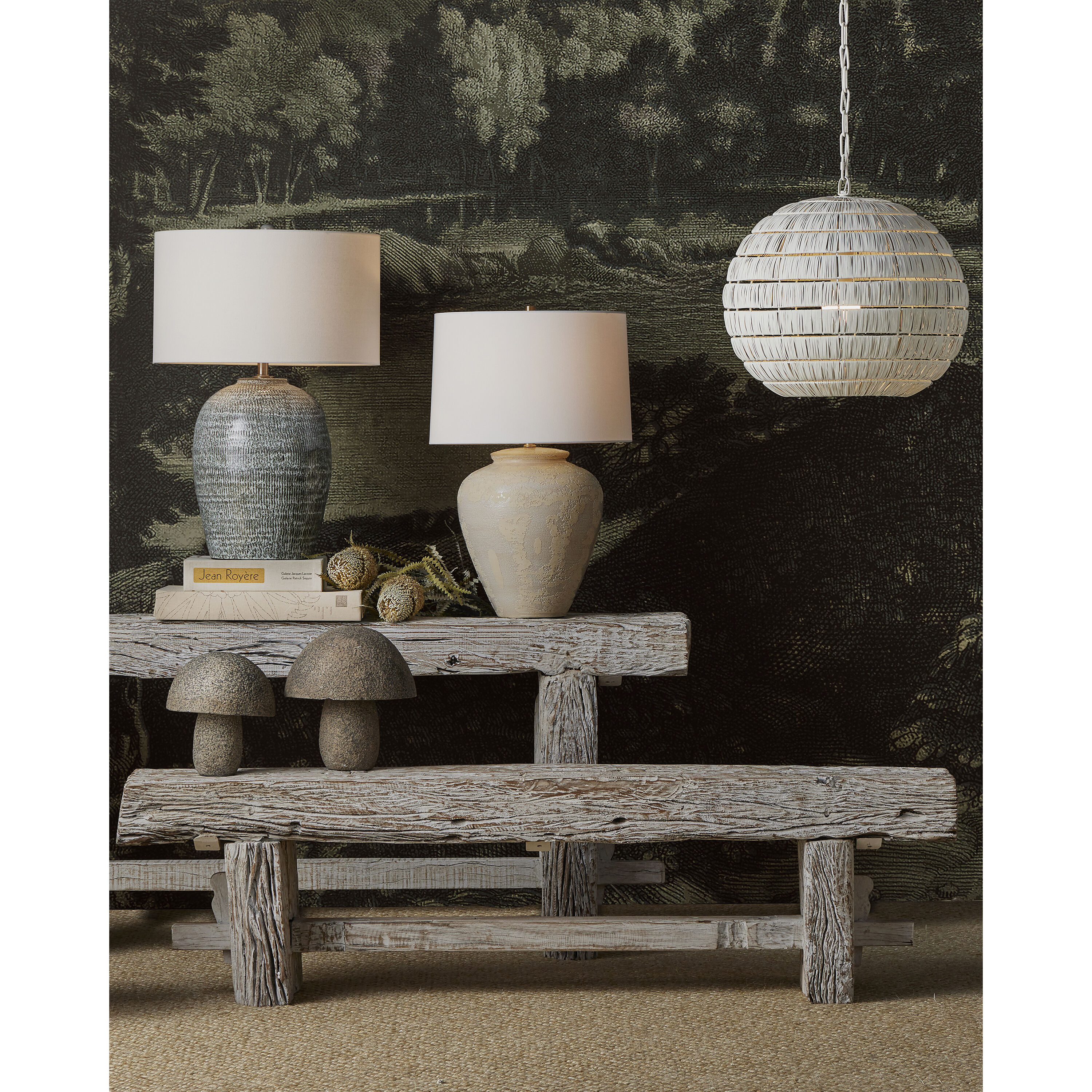 Currey & Company 2200-0056 Chloe Textured Brown Mushroom, Small