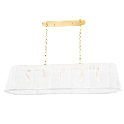 Verona Beach 5 Light 50.5 inch Aged Brass Linear Ceiling Light, Oval