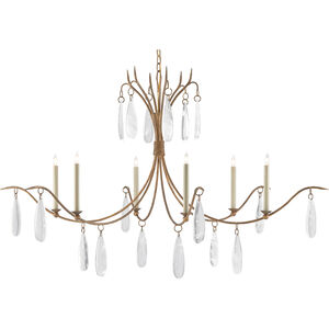 Marshallia 6 Light 59 inch Rustic Gold/Faux Rock Crystal Chandelier Ceiling Light