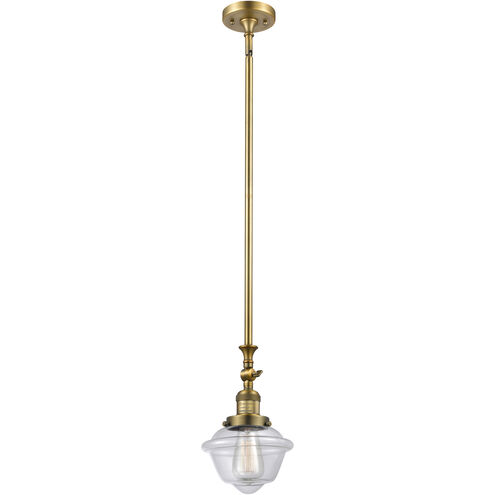 Franklin Restoration Oxford 1 Light 7.5 inch Brushed Brass Mini Pendant Ceiling Light in Incandescent, Clear, Franklin Restoration