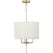 Secret Agent 3 Light 18 inch Painted Gold and White Leather Pendant Ceiling Light