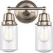 Aditi Dover 2 Light 12.5 inch Brushed Satin Nickel Bath Vanity Light Wall Light, Aditi