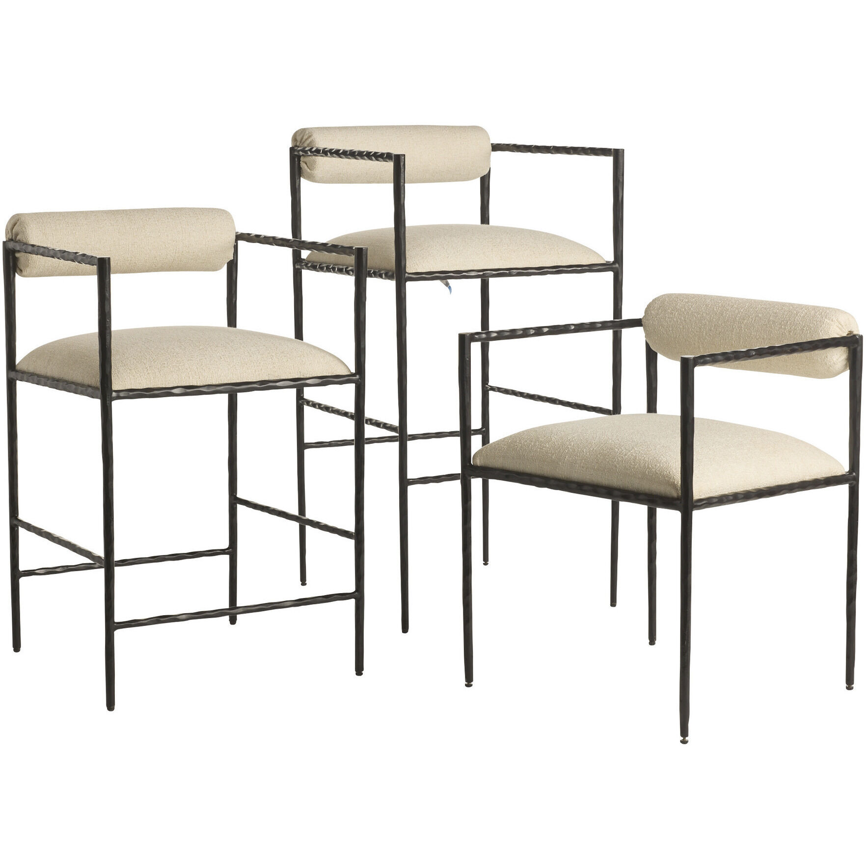 Barbana 33 inch Oxford White and Natural Iron Counter Stool