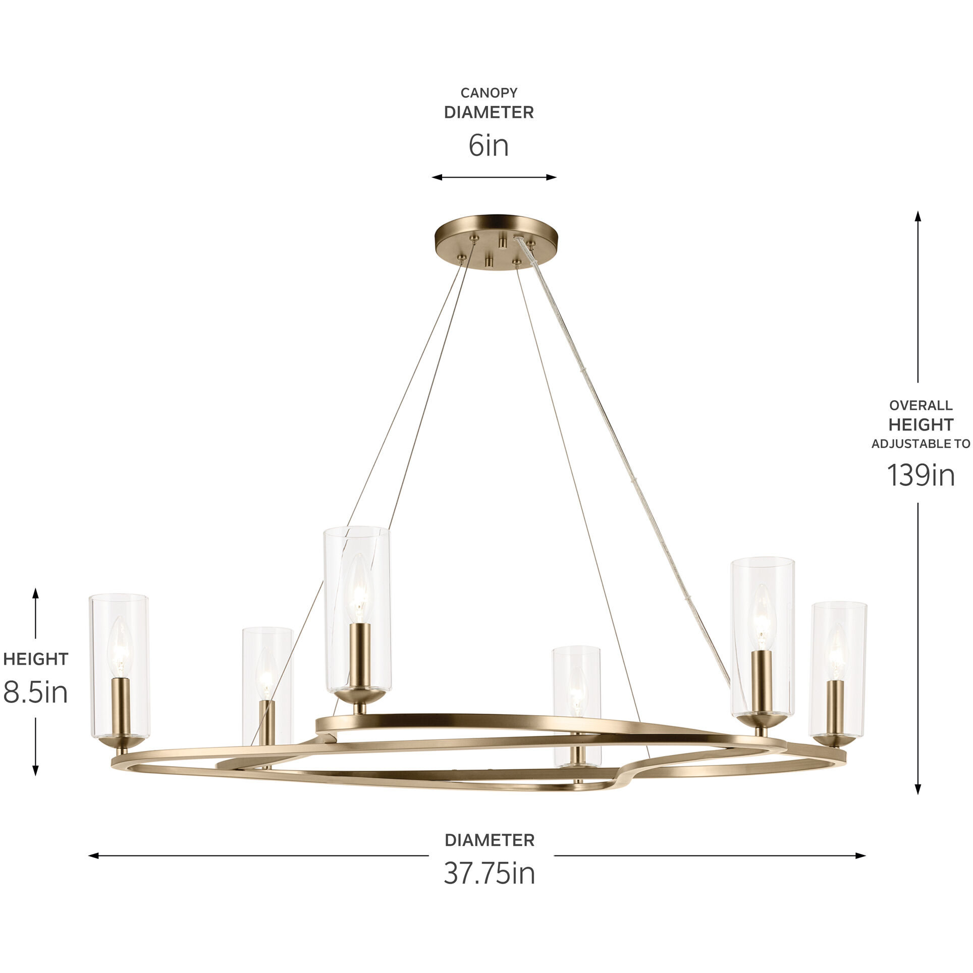 Harpin 6 Light Champagne Bronze Chandelier Ceiling Light