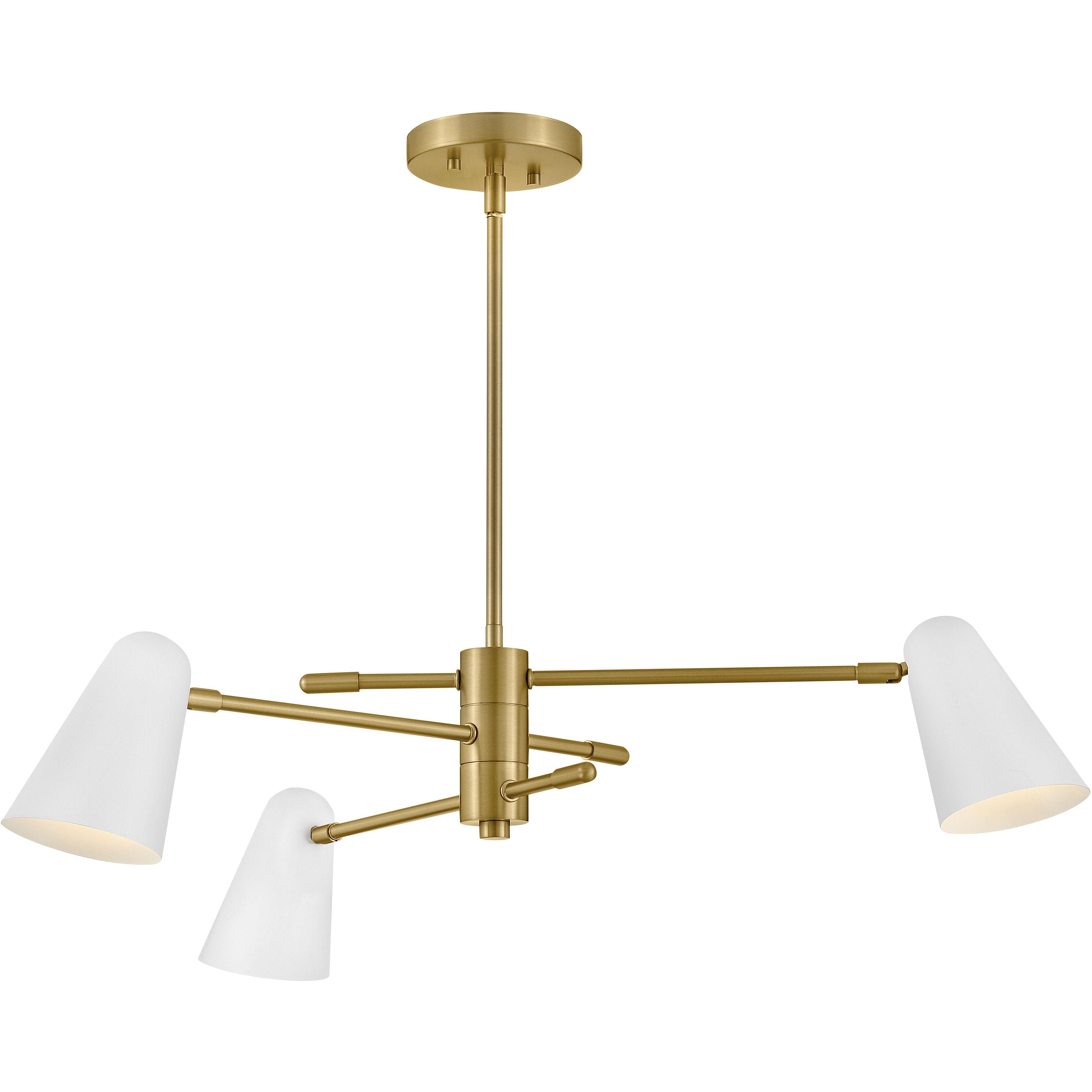 Birdie LED 30 inch Lacquered Brass with Matte White accents Chandelier Ceiling Light