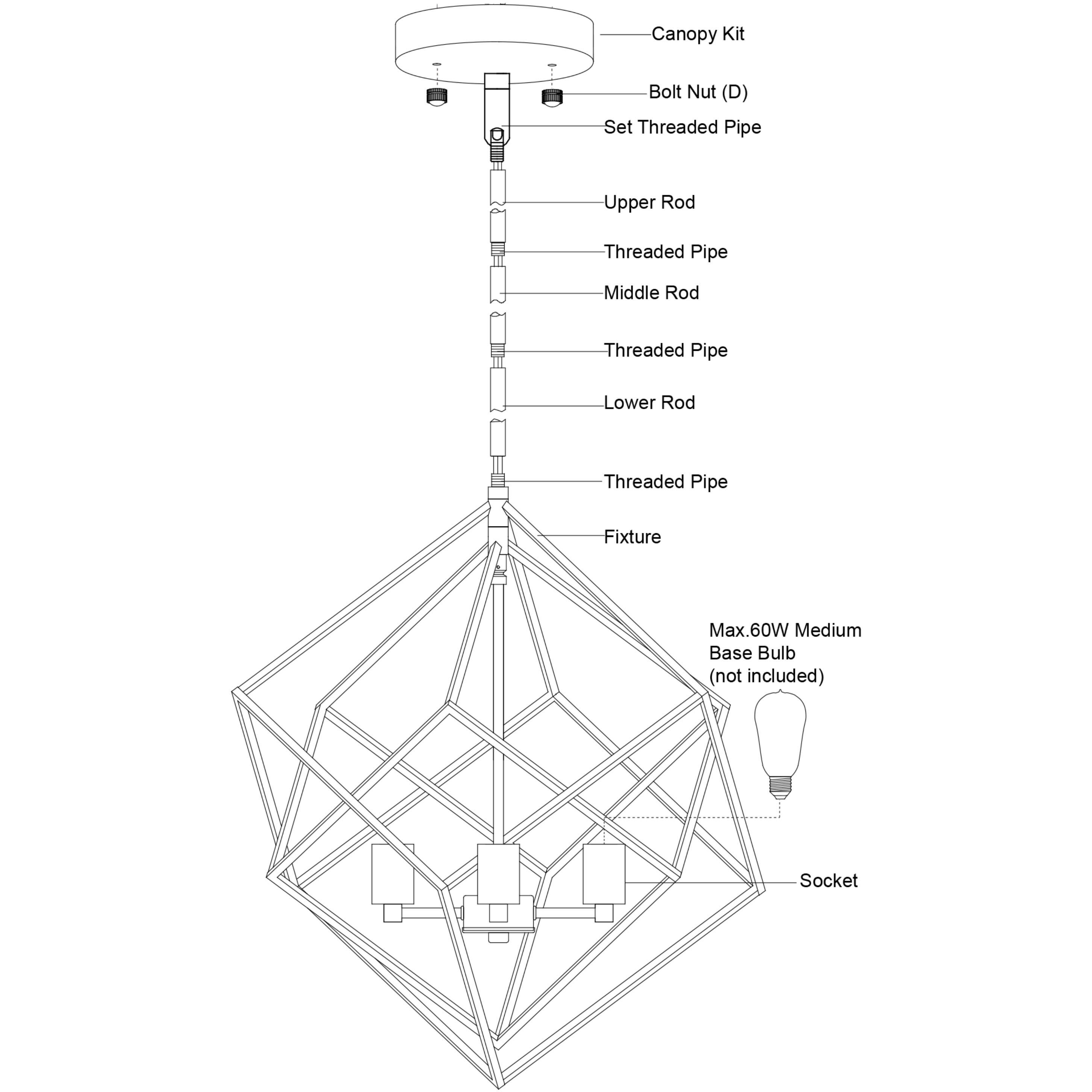 Rad LED 23.5 inch Black and Satin Nickel Pendant Ceiling Light