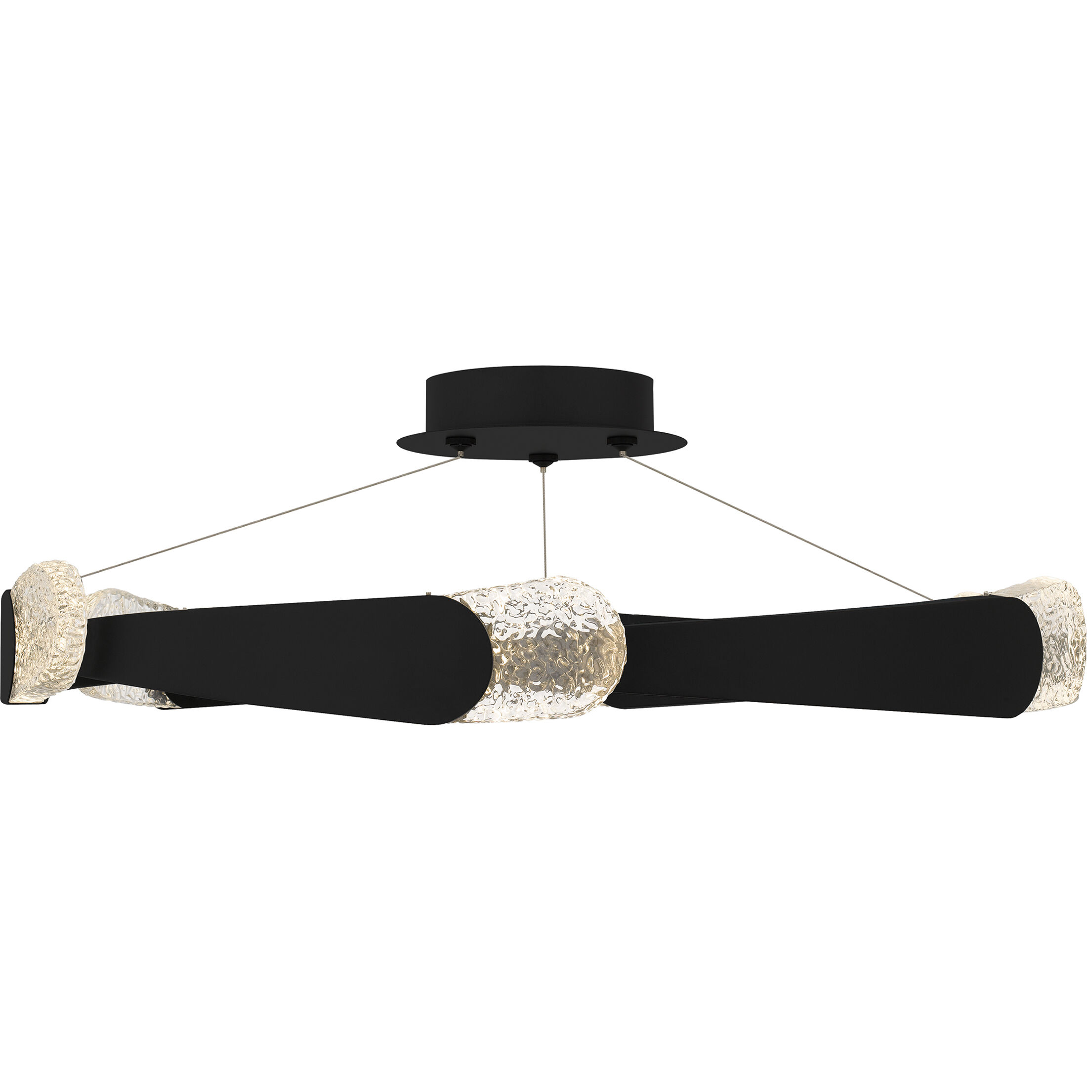 Saffron LED 34 inch Matte Black Semi-Flush Mount Ceiling Light, Extra Large