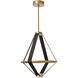 Art & Alchemy Aspen LED 22.5 inch Modern Brass Pendant Ceiling Light in Black Leather with Alabaster