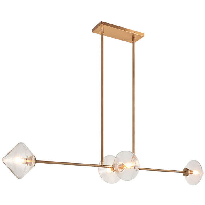 Novo 4 Light 12.75 inch Aged Gold Brass Pendant Ceiling Light in Aged Gold Brass and Clear