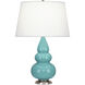 Small Triple Gourd 24 inch 150 watt Egg Blue Accent Lamp Portable Light in Antique Silver