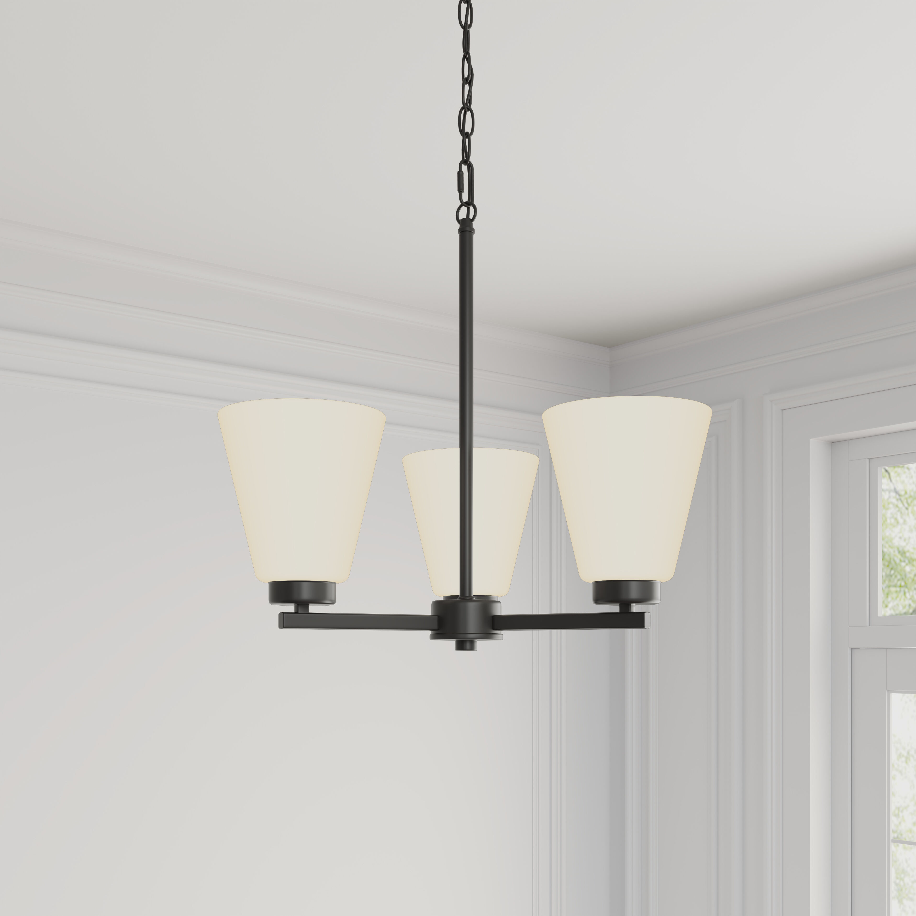 Strayhan 3 Light 18 inch Matte Black Chandelier Ceiling Light