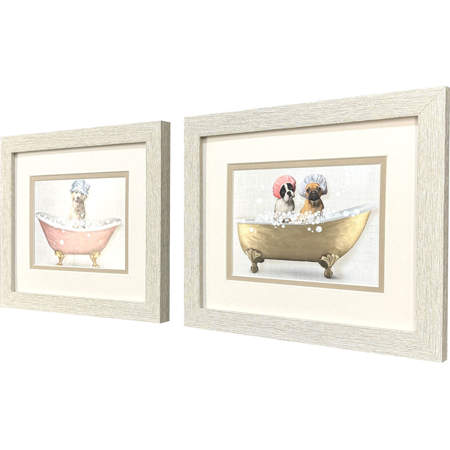 Bath Dogs Multi and Blue and Brown and Pink Framed Art, Propac