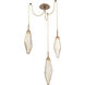 Rock Crystal LED 13.5 inch Novel Brass Swag Multi-Pendant Ceiling Light in 3000K LED, Chilled Amber