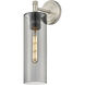 Crown Point Sconce Wall Light in Satin Nickel, Light Smoke Glass