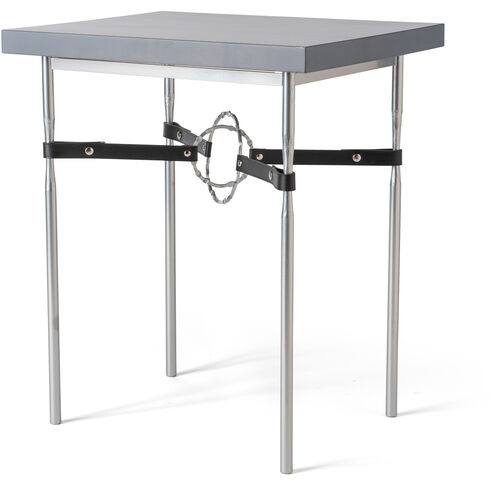 Equus 26.1 X 22 inch Black and Vintage Platinum Side Table in Black/Vintage Platinum, British Brown Leather with Maple Grey, Wood Top