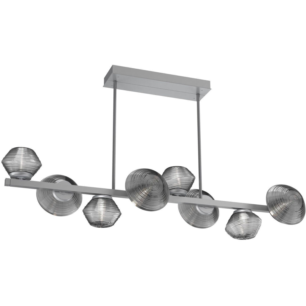 Mesa LED Classic Silver Linear Multi-Pendant Ceiling Light in 3000K LED, Smoke, Twisted Branch
