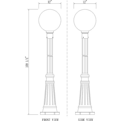 Laurent 1 Light 109.75 inch Black Outdoor Post Mounted Fixture