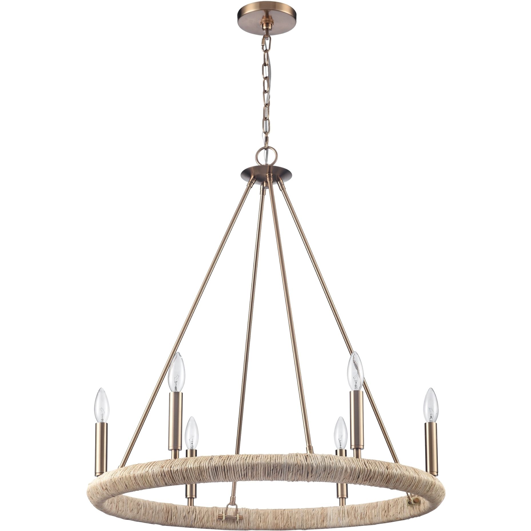 Cabana 6 Light 28 inch Lacquered Gold Chandelier Ceiling Light