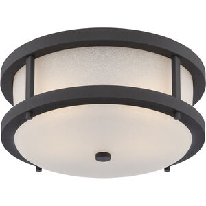 Willis LED 14 inch Textured Black and Antique White Outdoor Flush Mount