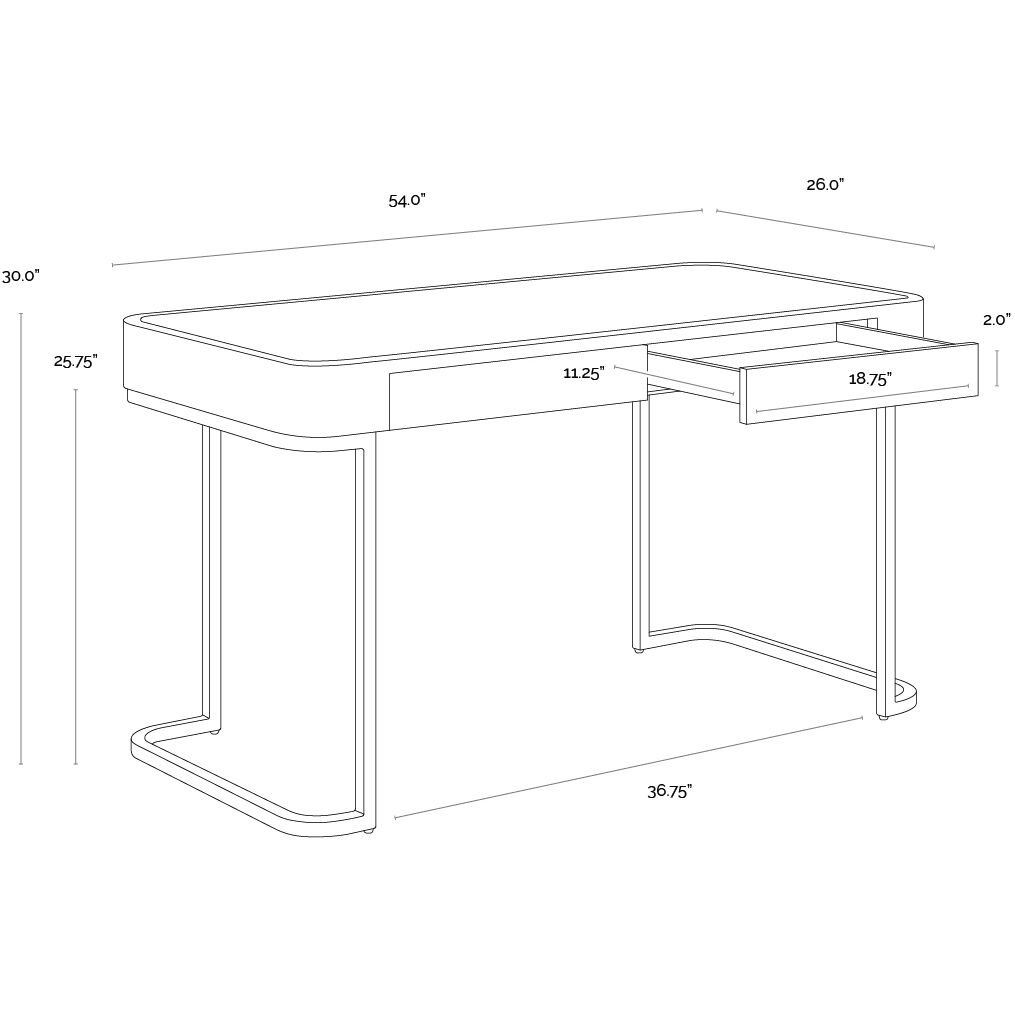 Jamille 55 X 26.5 inch Cream Desk