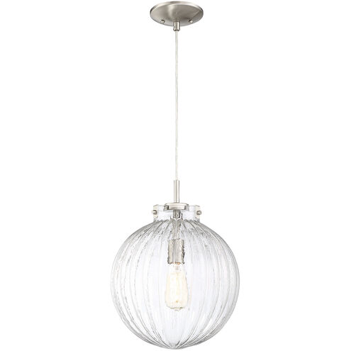 Industrial 1 Light 12 inch Brushed Nickel Mini-Pendant Ceiling Light