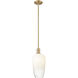 Downtown Urban Brookhaven Flute 1 Light 7 inch Brushed Brass Mini Pendant Ceiling Light in Opal Glass