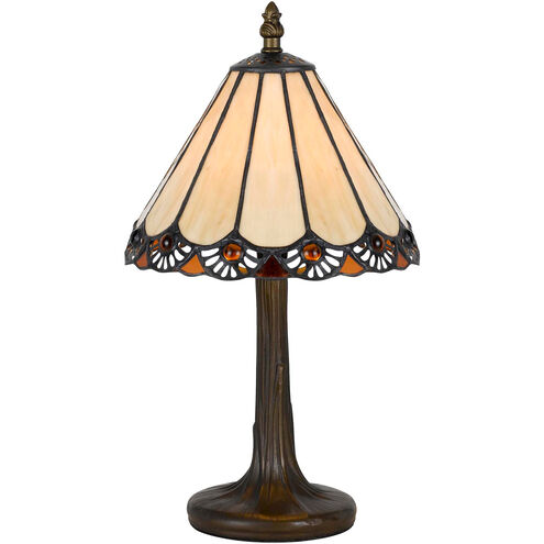 Tiffany 14 inch 40 watt Antique Brass Accent Table Lamp Portable Light